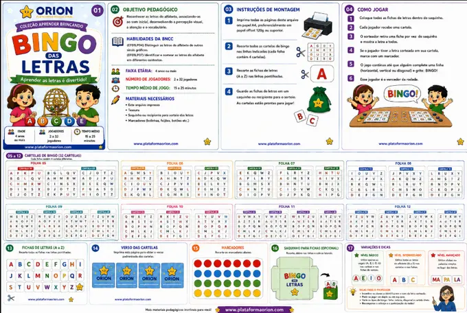 Jogos pedagógicos completos para imprimir e usar.