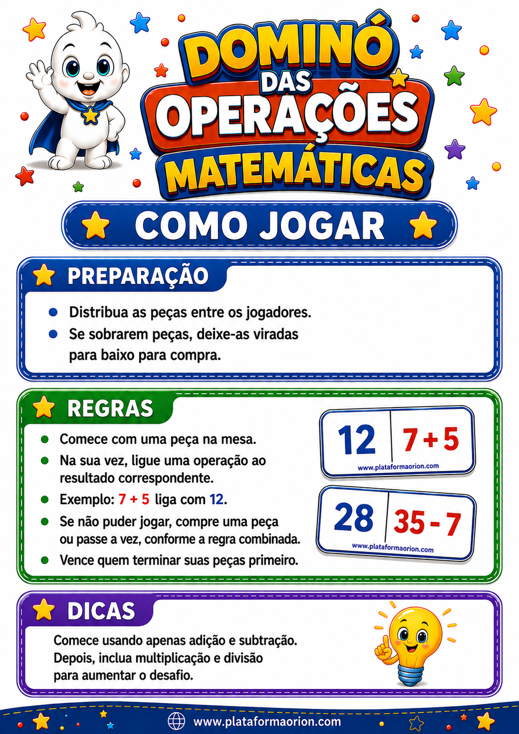 Capa de DOMINÓ DAS OPERAÇÕES MATEMÁTICAS